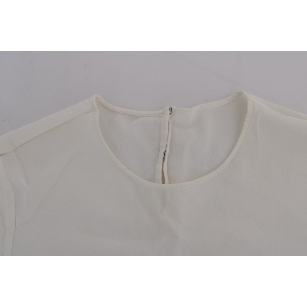 Dolce & Gabbana Weiße Bluse mit Pailletten aus Seide \'Italia Is Love\'