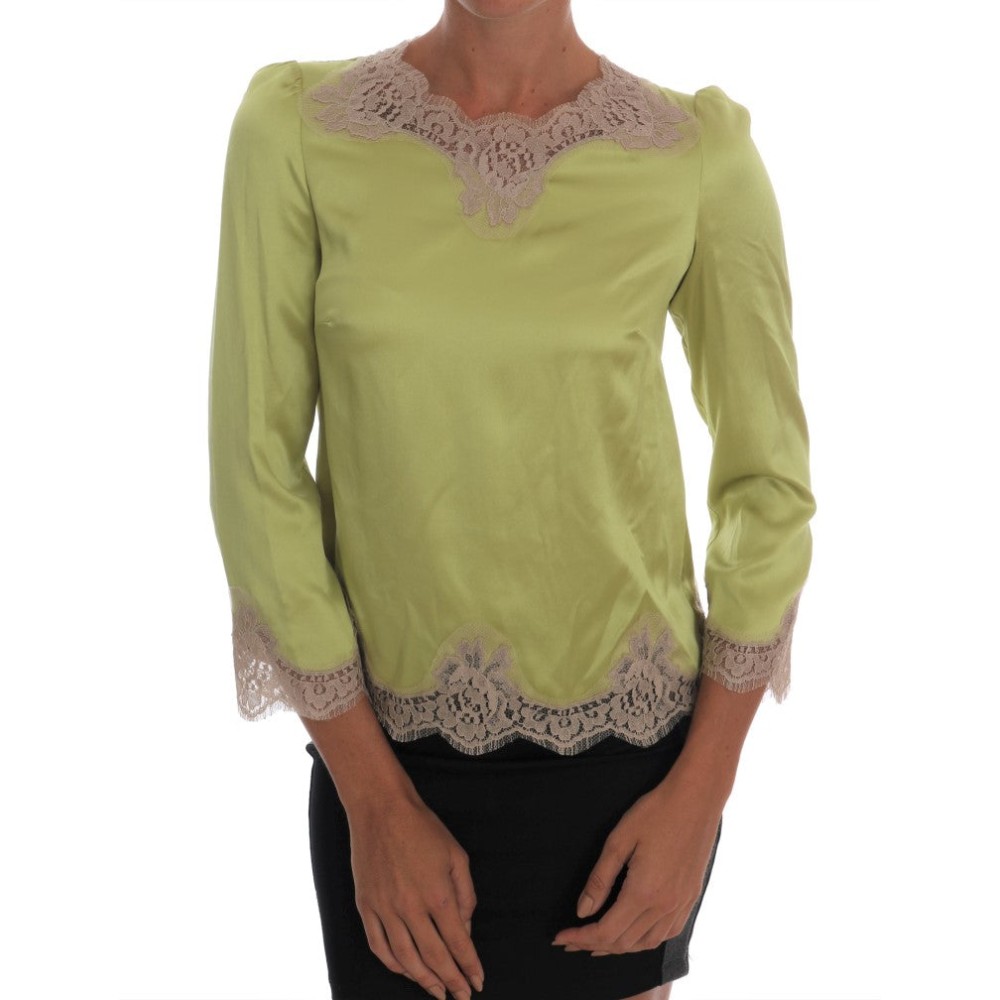 Dolce & Gabbana Elegante Seidenbluse aus floraler Spitze