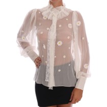 Dolce & Gabbana Elegante Seidenbluse aus floraler Spitze