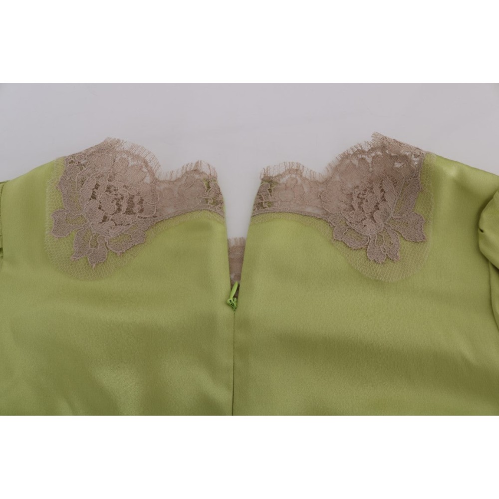 Dolce & Gabbana Elegante Seidenbluse aus floraler Spitze