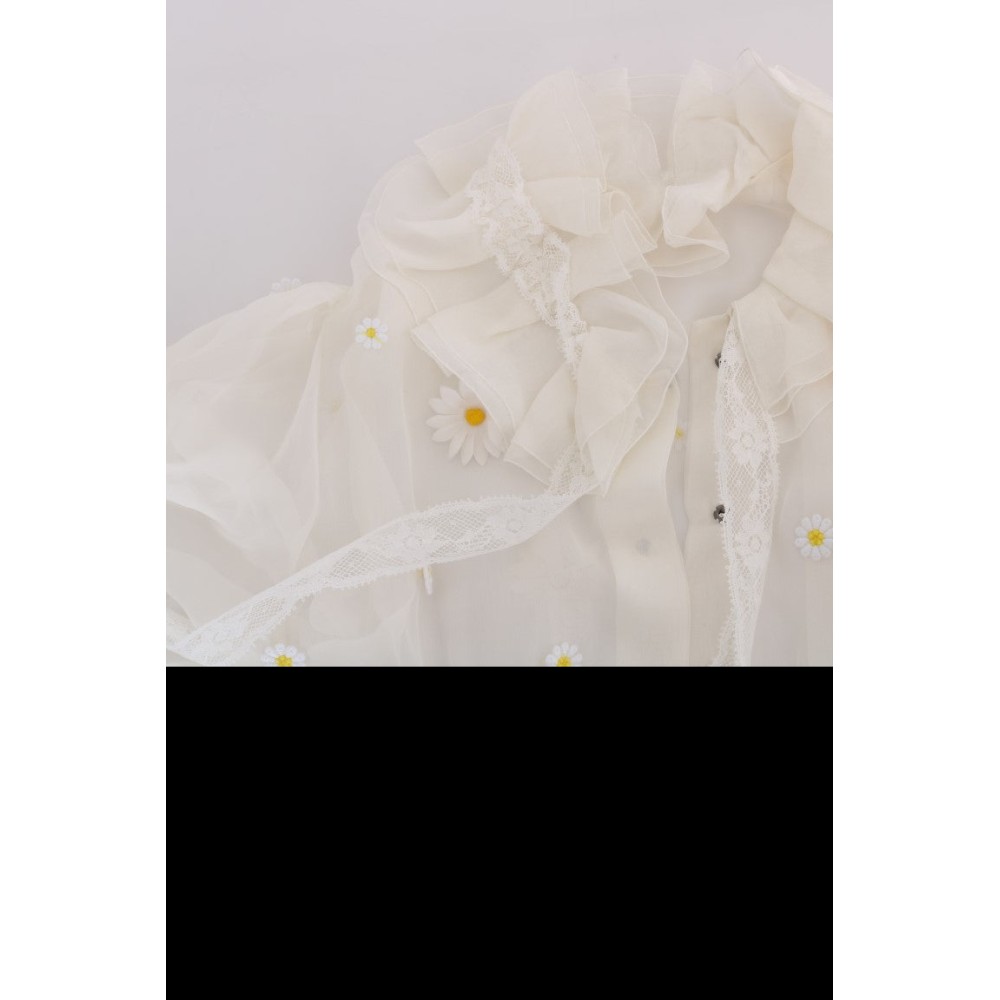 Dolce & Gabbana Elegante Seidenbluse aus floraler Spitze