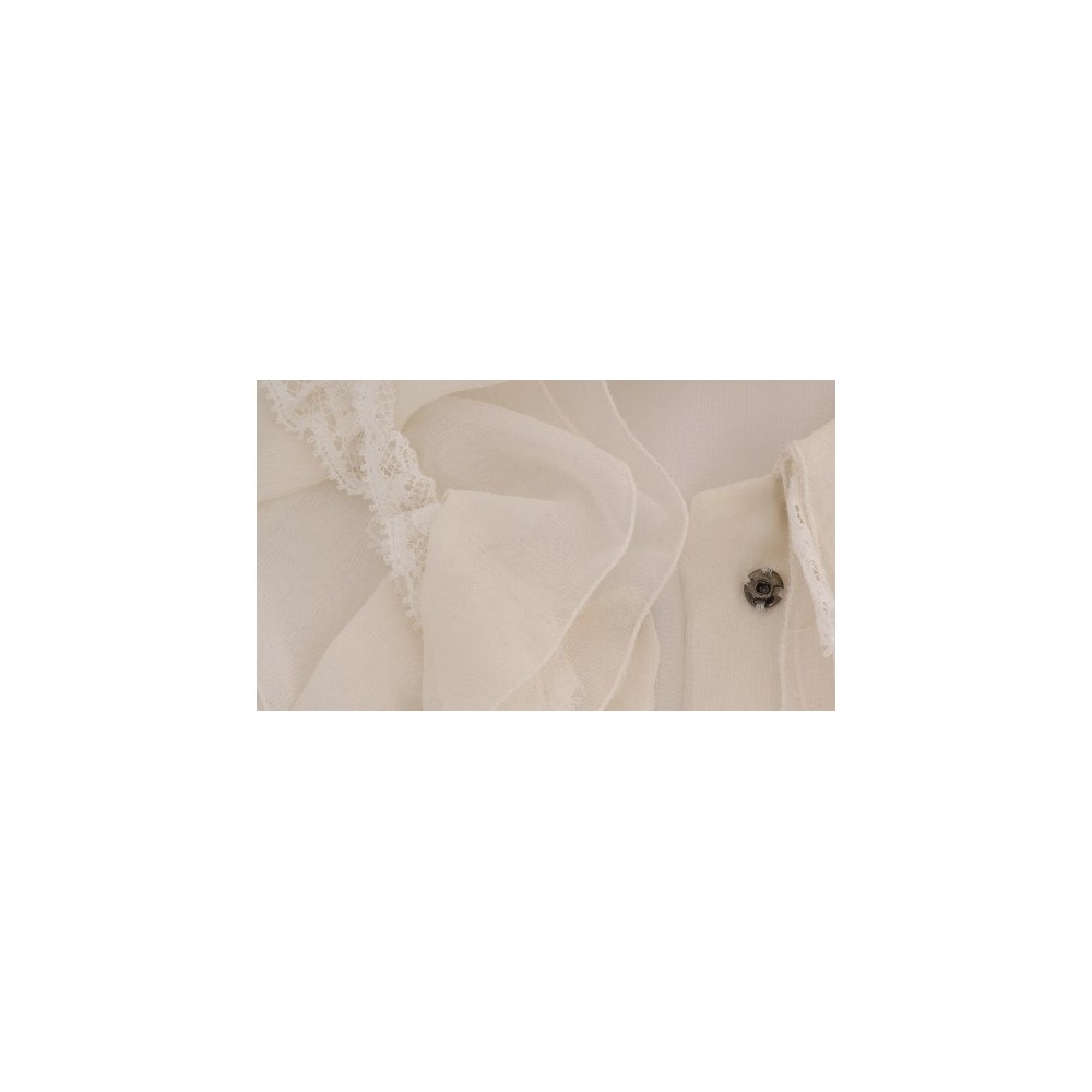 Dolce & Gabbana Elegante Seidenbluse aus floraler Spitze
