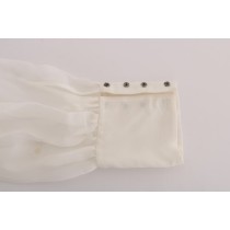 Dolce & Gabbana Elegante Weiße Seidenbluse mit Gänseblümchen
