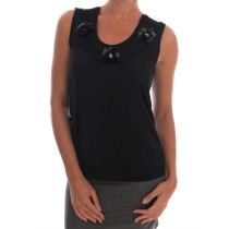 Dolce & Gabbana Schwarze florale Cami-Bluse mit Pailletten