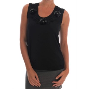 Dolce & Gabbana Schwarze florale Cami-Bluse mit Pailletten