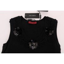 Dolce & Gabbana Schwarze florale Cami-Bluse mit Pailletten