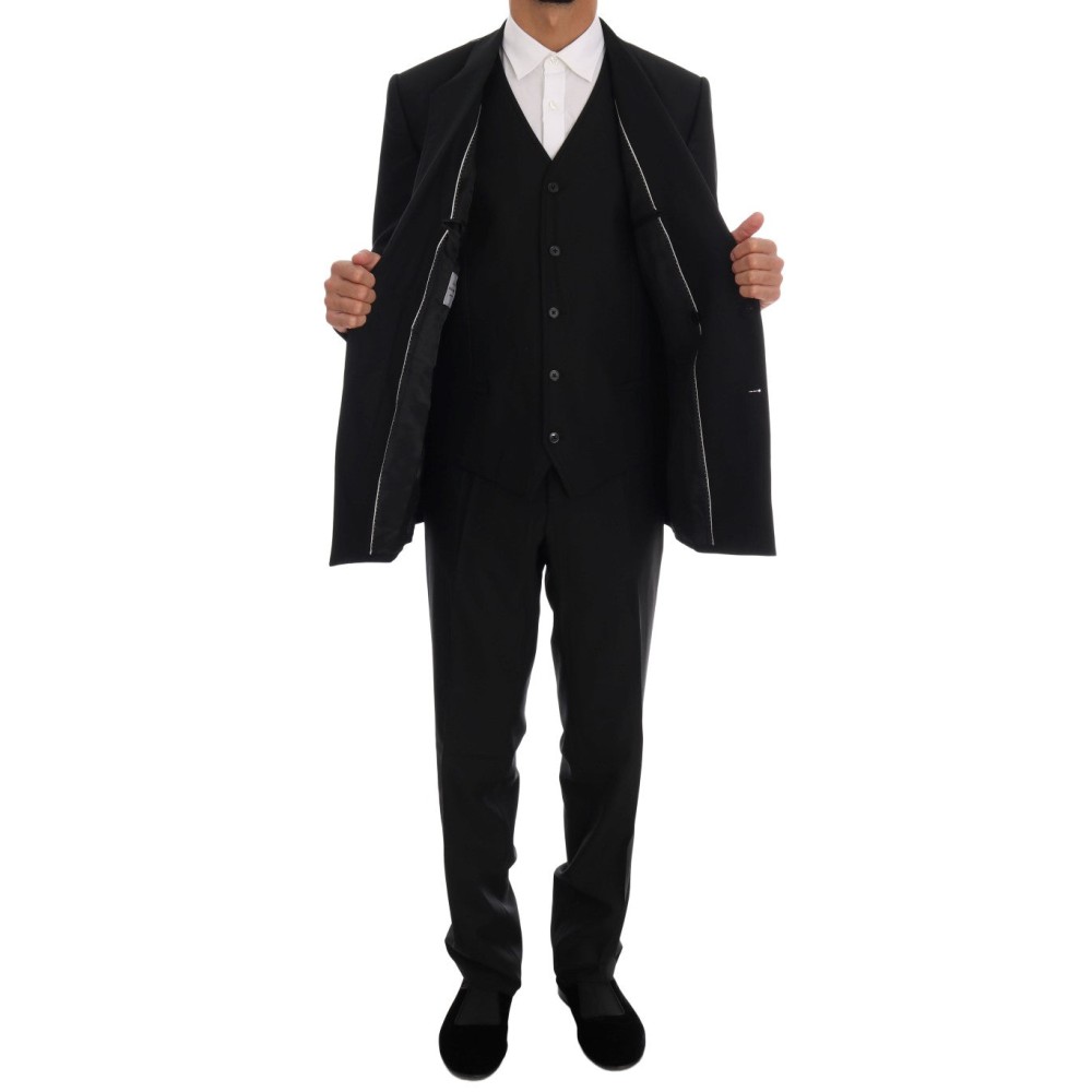 Dolce & Gabbana Eleganter dreiteiliger Anzug aus schwarzer Wolle