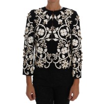 Dolce & Gabbana Jacke aus Wollmantel mit Blumenstickerei und Kristall