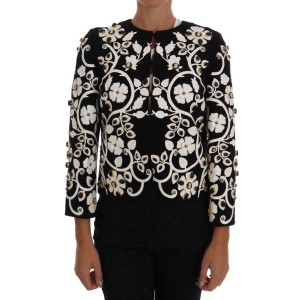 Dolce & Gabbana Jacke aus Wollmantel mit Blumenstickerei und Kristall