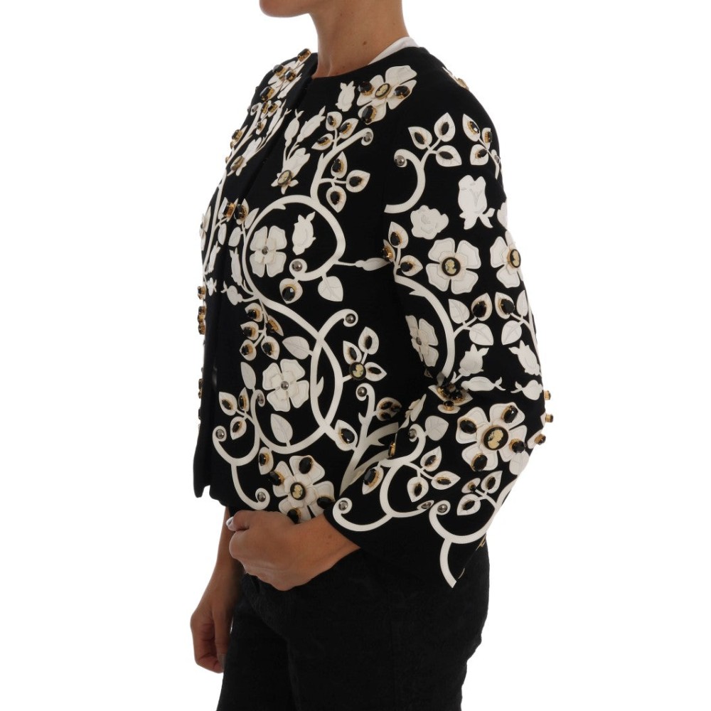 Dolce & Gabbana Jacke aus Wollmantel mit Blumenstickerei und Kristall