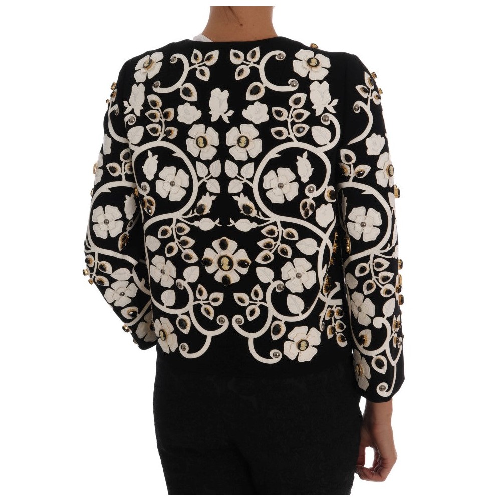 Dolce & Gabbana Jacke aus Wollmantel mit Blumenstickerei und Kristall