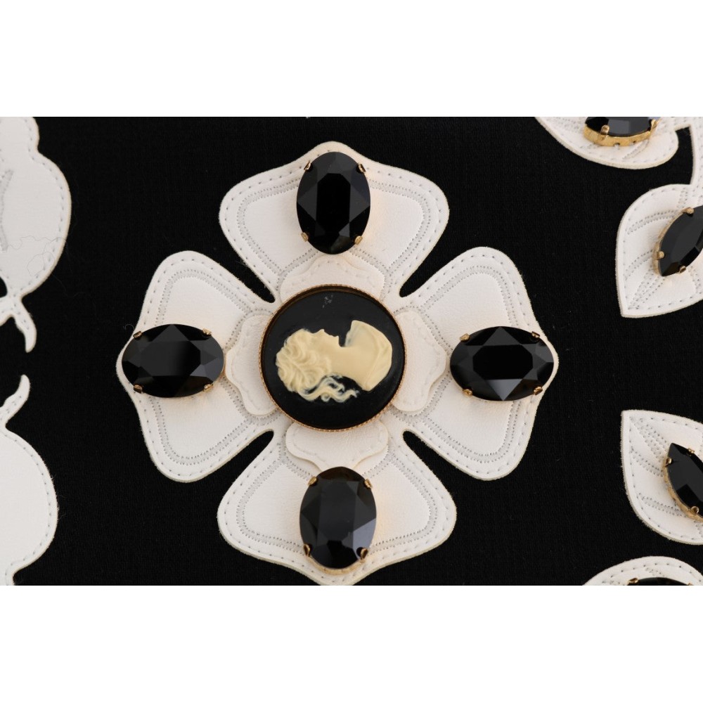 Dolce & Gabbana Jacke aus Wollmantel mit Blumenstickerei und Kristall