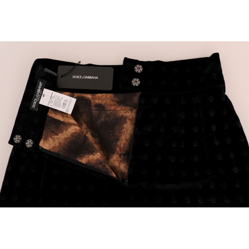 Dolce & Gabbana Barock bestickter Bleistiftrock aus Samt