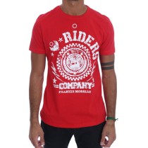 Frankie Morello Schickes Rotes \'RIDERS\' Motiv Rundhals T-Shirt
