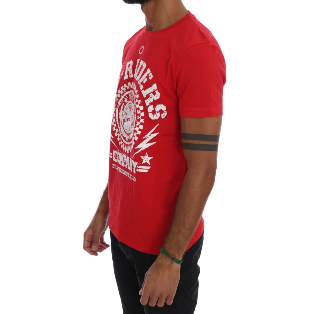 Frankie Morello Schickes Rotes \'RIDERS\' Motiv Rundhals T-Shirt