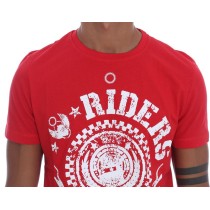 Frankie Morello Schickes Rotes \'RIDERS\' Motiv Rundhals T-Shirt