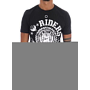 Frankie Morello Schickes schwarzes T-Shirt mit Rundhalsausschnitt und \'RIDERS\'-Motiv