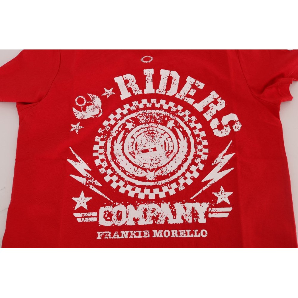 Frankie Morello Schickes Rotes \'RIDERS\' Motiv Rundhals T-Shirt