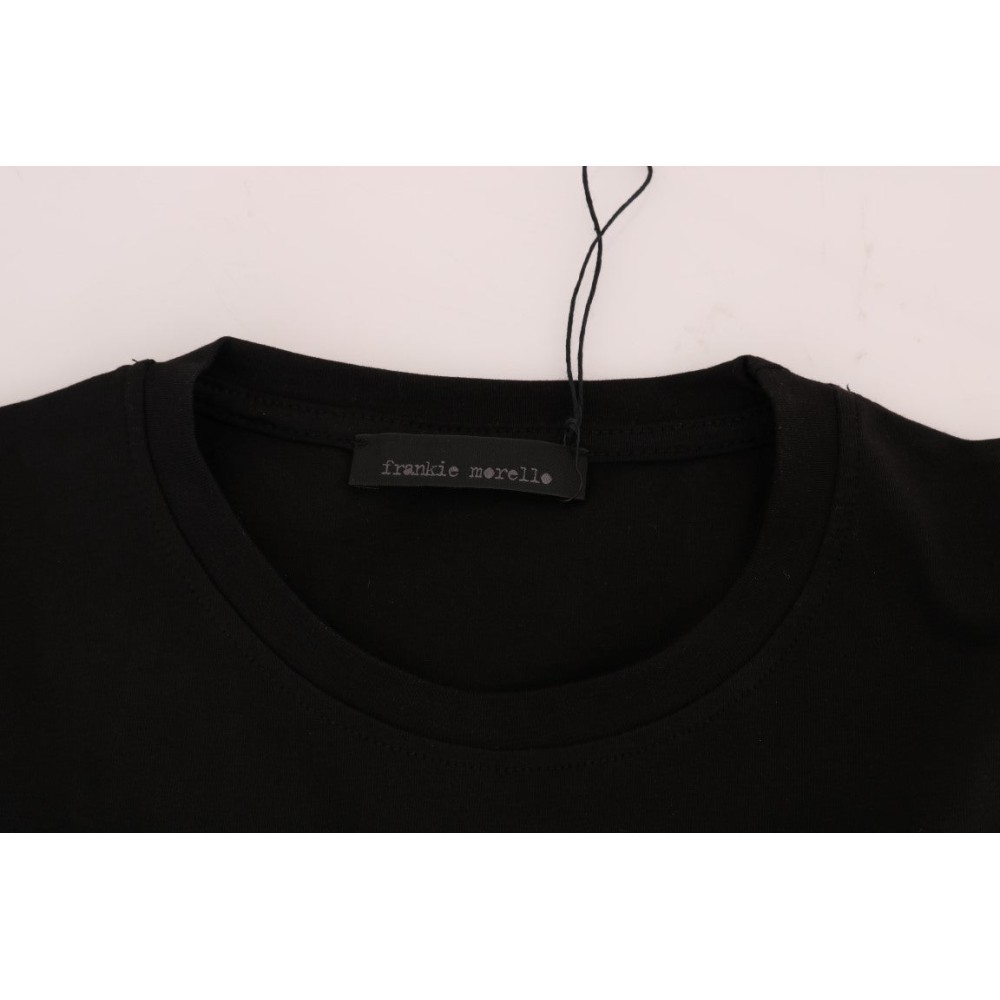 Frankie Morello Schickes schwarzes T-Shirt mit Rundhalsausschnitt und \'RIDERS\'-Motiv