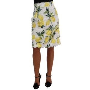 Dolce & Gabbana Zitronenprint Fransen-Bleistiftrock