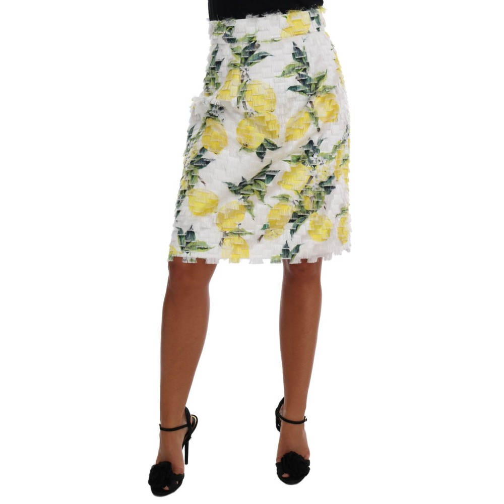 Dolce & Gabbana Zitronenprint Fransen-Bleistiftrock