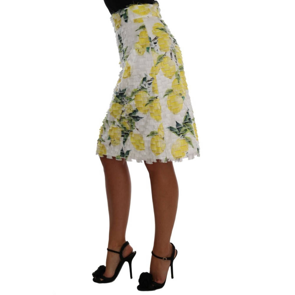 Dolce & Gabbana Zitronenprint Fransen-Bleistiftrock