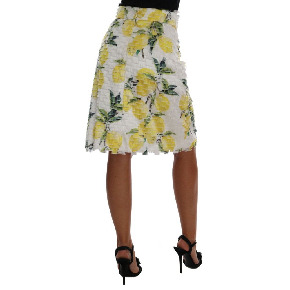Dolce & Gabbana Zitronenprint Fransen-Bleistiftrock