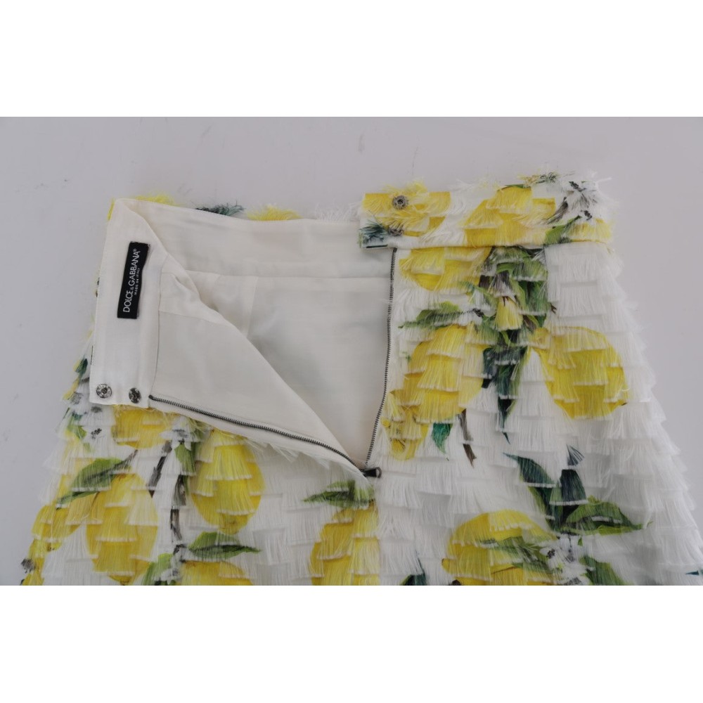 Dolce & Gabbana Zitronenprint Fransen-Bleistiftrock