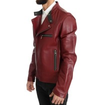 Dolce & Gabbana Strahlend rote Biker-Motorradjacke aus Leder