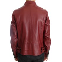 Dolce & Gabbana Strahlend rote Biker-Motorradjacke aus Leder