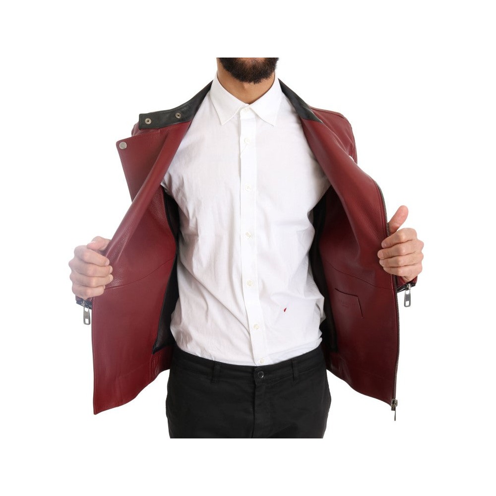 Dolce & Gabbana Strahlend rote Biker-Motorradjacke aus Leder