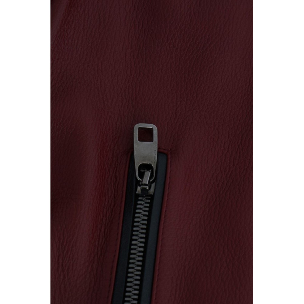 Dolce & Gabbana Strahlend rote Biker-Motorradjacke aus Leder