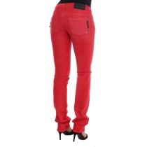 Costume National Strahlend rote superschmale Designerjeans