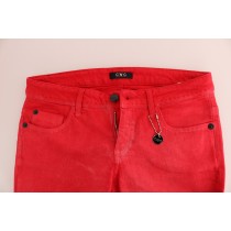 Costume National Strahlend rote superschmale Designerjeans