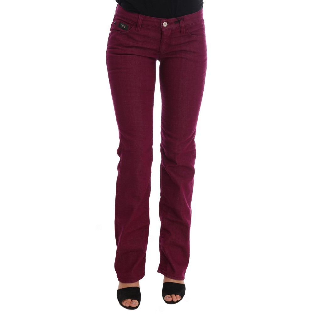 Costume National Glatte rote Straight Fit Luxus Jeans