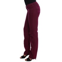 Costume National Glatte rote Straight Fit Luxus Jeans