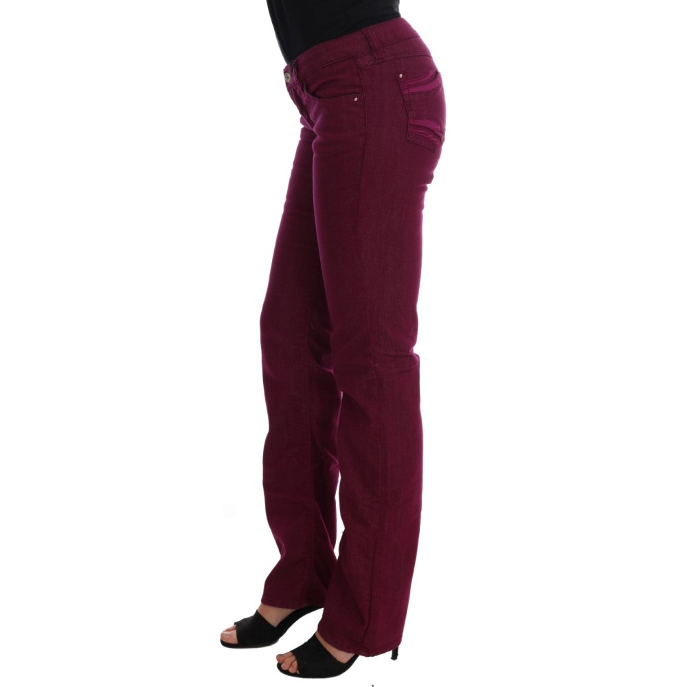 Costume National Glatte rote Straight Fit Luxus Jeans