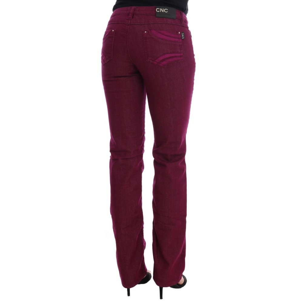 Costume National Glatte rote Straight Fit Luxus Jeans