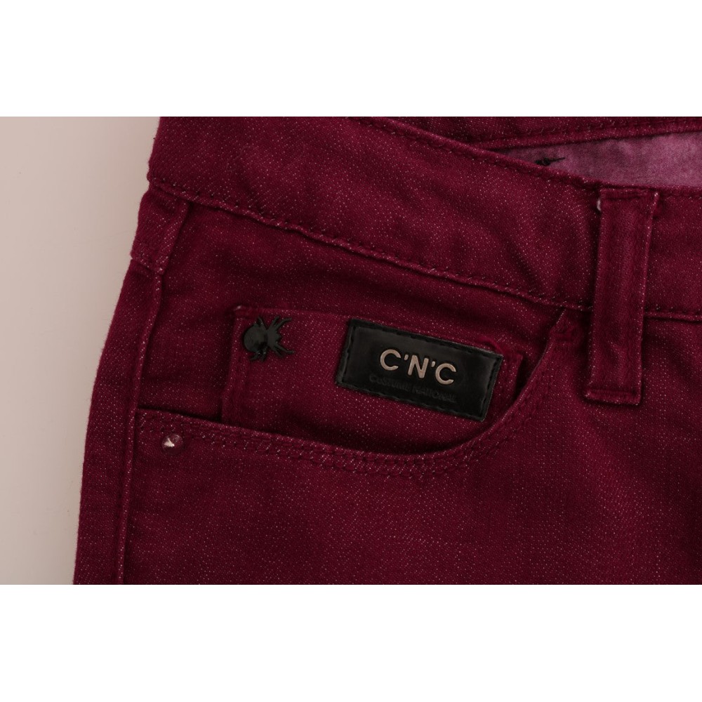 Costume National Glatte rote Straight Fit Luxus Jeans
