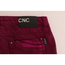 Costume National Glatte rote Straight Fit Luxus Jeans