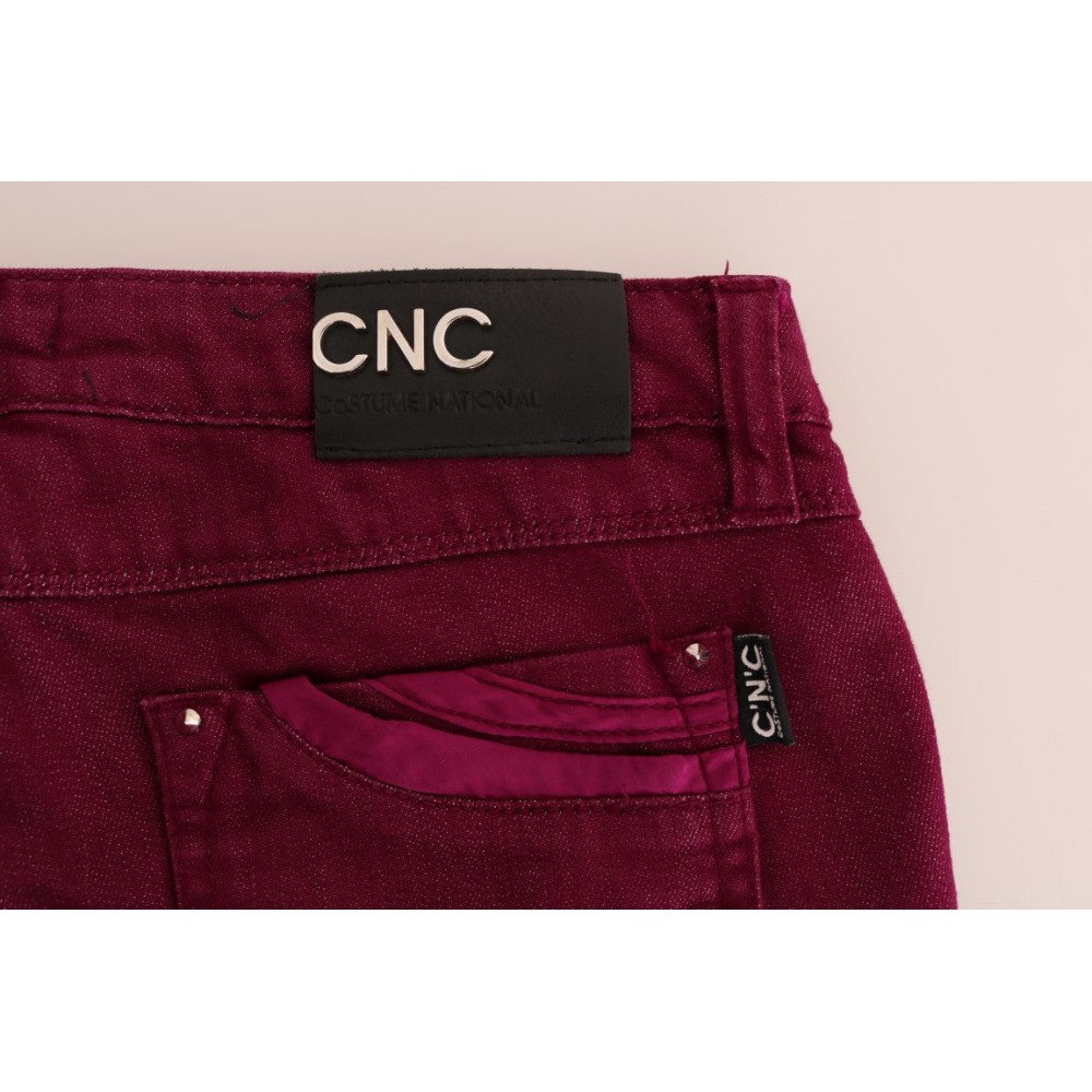 Costume National Glatte rote Straight Fit Luxus Jeans