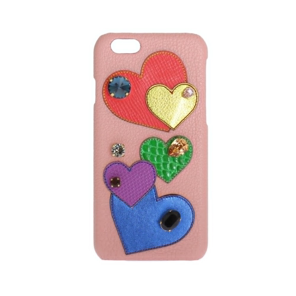 Dolce & Gabbana Schicke rosa Leder-Kristall iPhone Tasche
