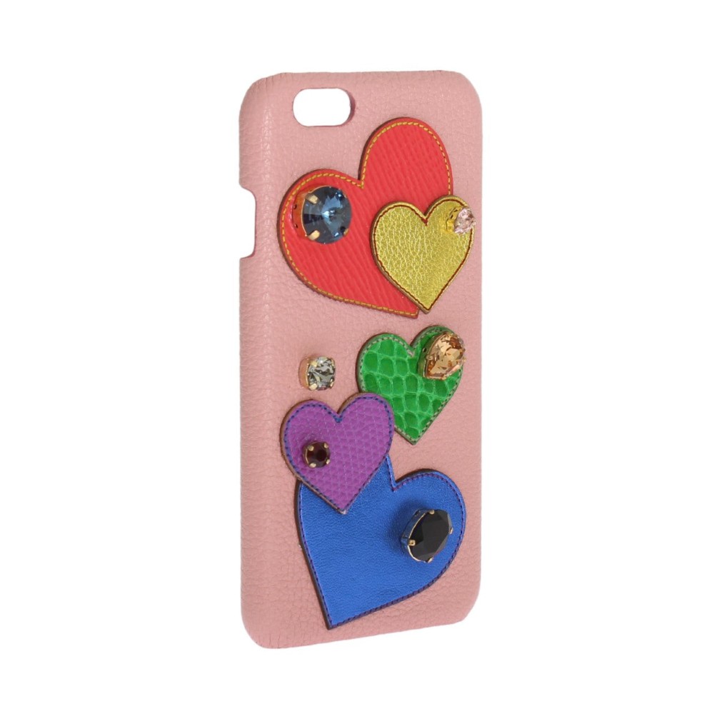 Dolce & Gabbana Schicke rosa Leder-Kristall iPhone Tasche