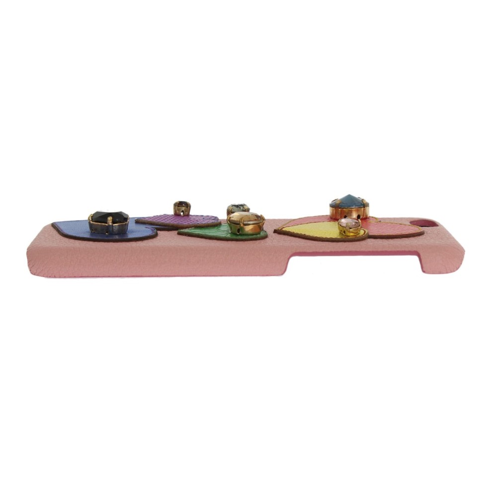 Dolce & Gabbana Schicke rosa Leder-Kristall iPhone Tasche