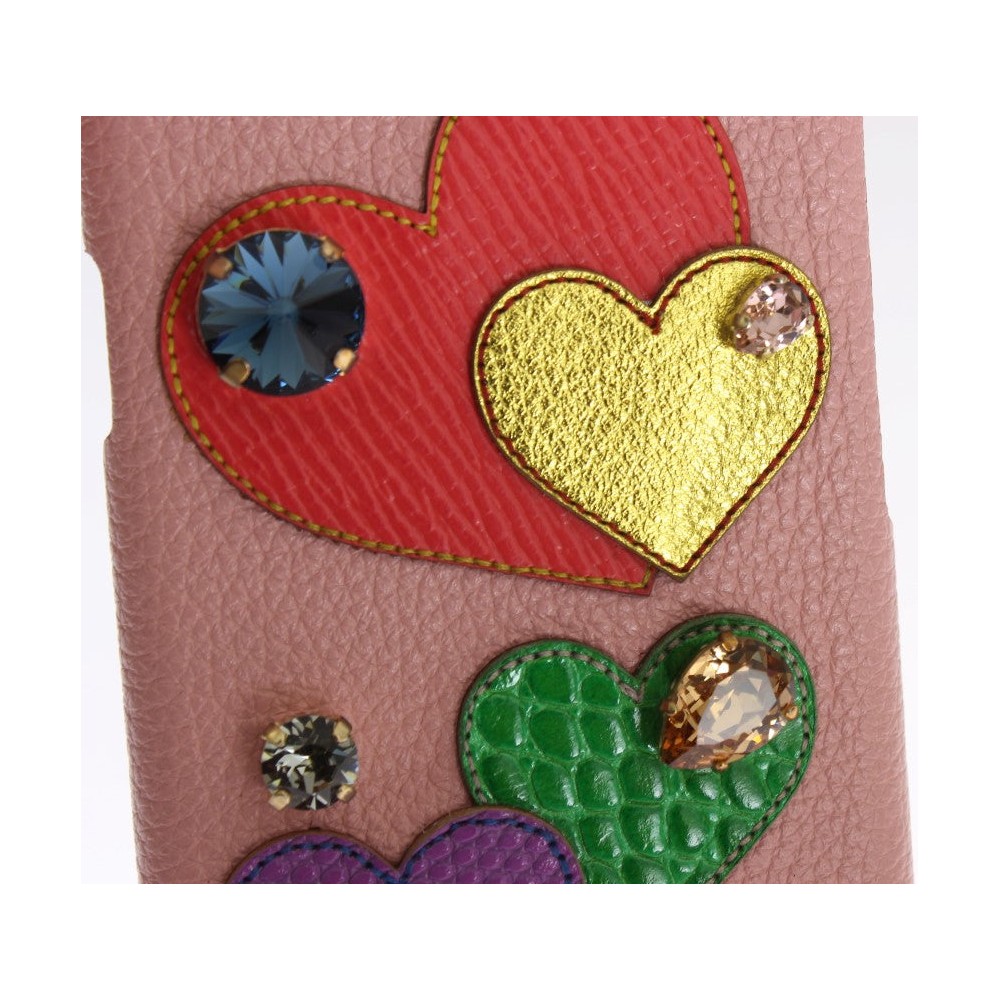 Dolce & Gabbana Schicke rosa Leder-Kristall iPhone Tasche