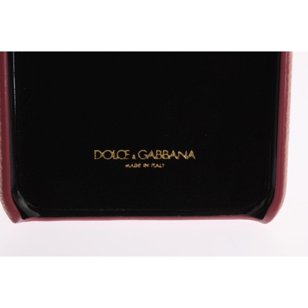 Dolce & Gabbana Schicke rosa Leder-Kristall iPhone Tasche