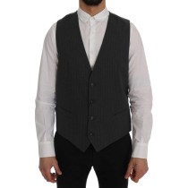 Dolce & Gabbana Elegante Graue Gestreifte Weste Weste