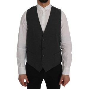 Dolce & Gabbana Elegante Graue Gestreifte Weste Weste