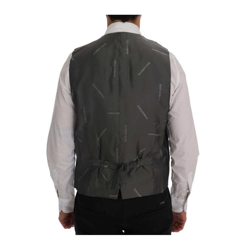 Dolce & Gabbana Elegante Graue Gestreifte Weste Weste