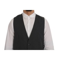 Dolce & Gabbana Elegante Graue Gestreifte Weste Weste